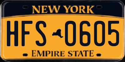 NY license plate HFS0605