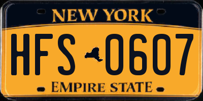 NY license plate HFS0607