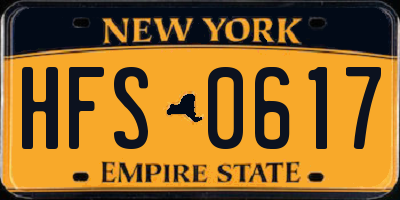 NY license plate HFS0617