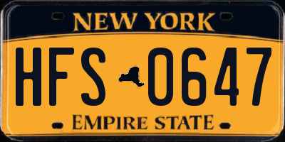 NY license plate HFS0647