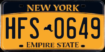 NY license plate HFS0649