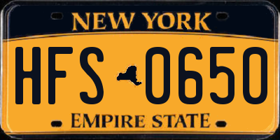 NY license plate HFS0650