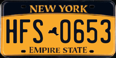NY license plate HFS0653