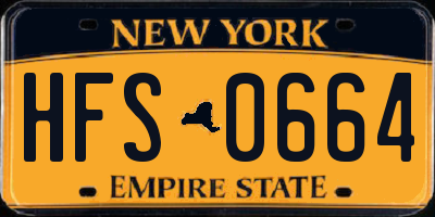 NY license plate HFS0664