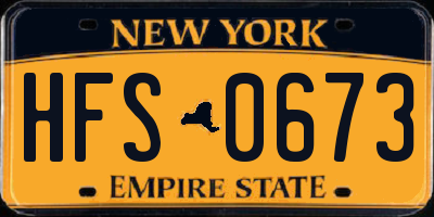 NY license plate HFS0673