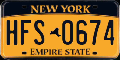 NY license plate HFS0674