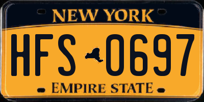 NY license plate HFS0697