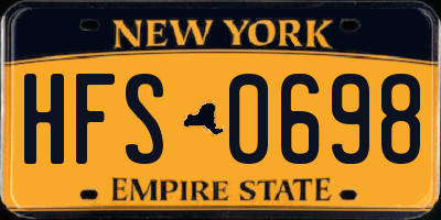 NY license plate HFS0698