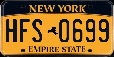 NY license plate HFS0699
