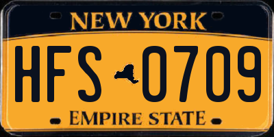 NY license plate HFS0709
