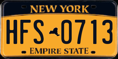 NY license plate HFS0713