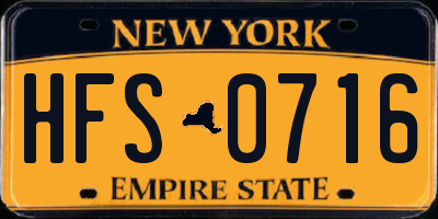 NY license plate HFS0716