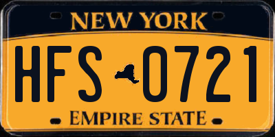 NY license plate HFS0721