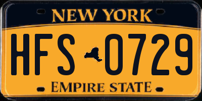NY license plate HFS0729