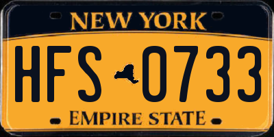 NY license plate HFS0733