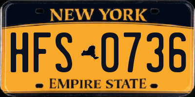 NY license plate HFS0736