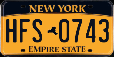 NY license plate HFS0743