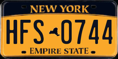 NY license plate HFS0744