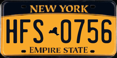 NY license plate HFS0756