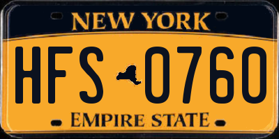NY license plate HFS0760