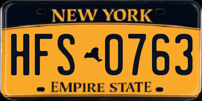 NY license plate HFS0763