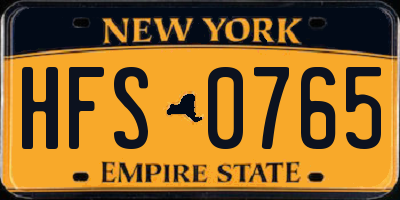 NY license plate HFS0765