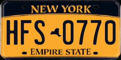 NY license plate HFS0770