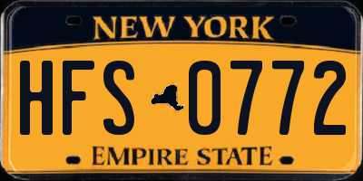 NY license plate HFS0772
