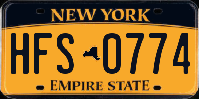 NY license plate HFS0774
