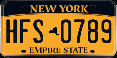 NY license plate HFS0789