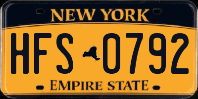 NY license plate HFS0792