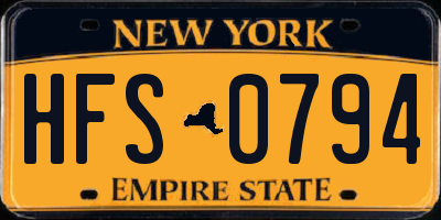 NY license plate HFS0794