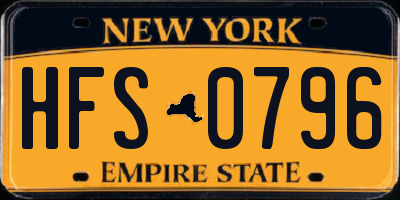 NY license plate HFS0796