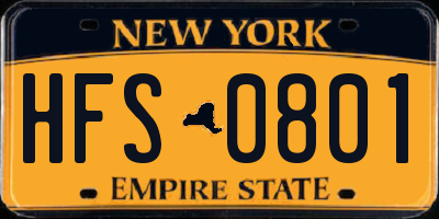 NY license plate HFS0801