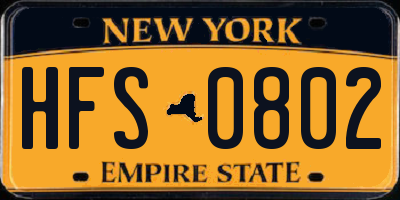NY license plate HFS0802