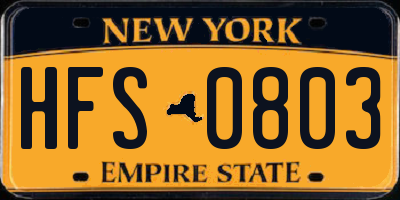 NY license plate HFS0803