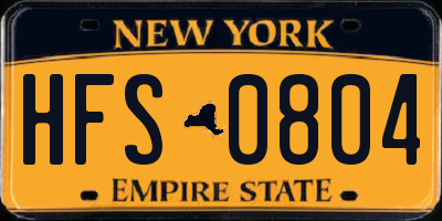 NY license plate HFS0804
