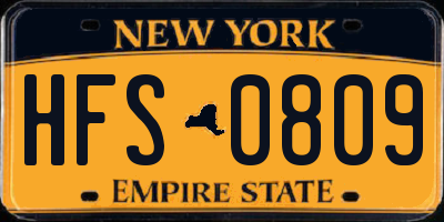 NY license plate HFS0809