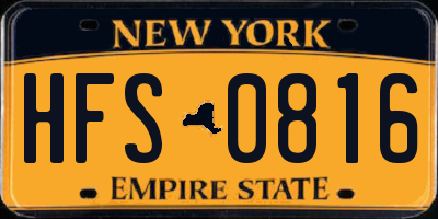 NY license plate HFS0816