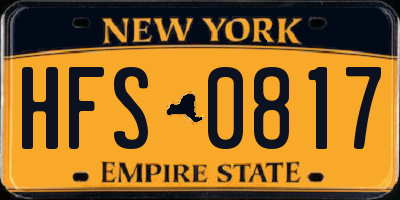 NY license plate HFS0817