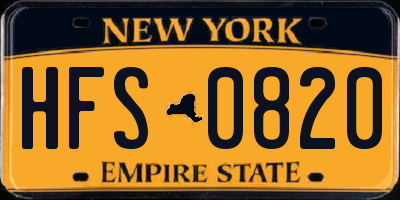 NY license plate HFS0820