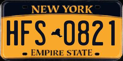 NY license plate HFS0821