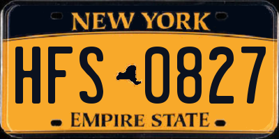NY license plate HFS0827