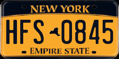 NY license plate HFS0845