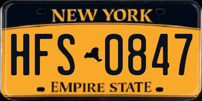 NY license plate HFS0847