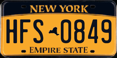 NY license plate HFS0849