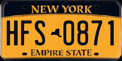 NY license plate HFS0871