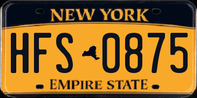 NY license plate HFS0875
