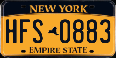 NY license plate HFS0883