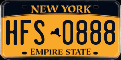 NY license plate HFS0888